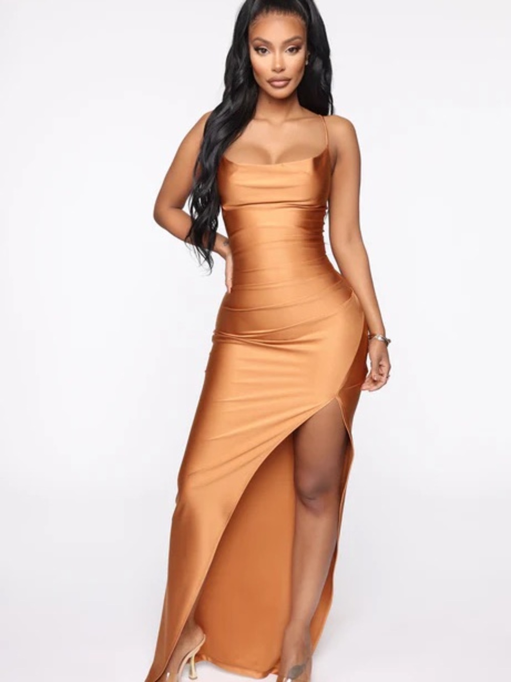 NEW FashionNova His Darkest Secret Maxi - Cognac - Picture 2 of 6